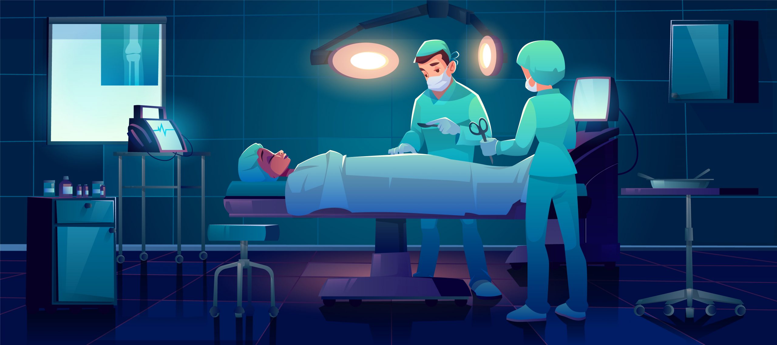 Plastic surgeon operating patient in surgery room